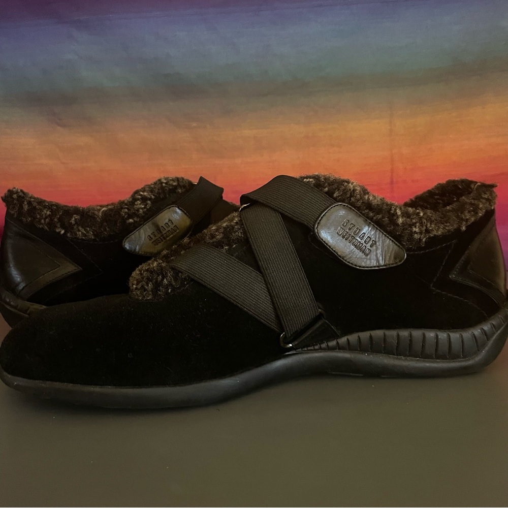 Stuart Weitzman Leanto Black Suede Comfort Slip On Shoes Size 9.5